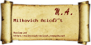 Milkovich Acicét névjegykártya
